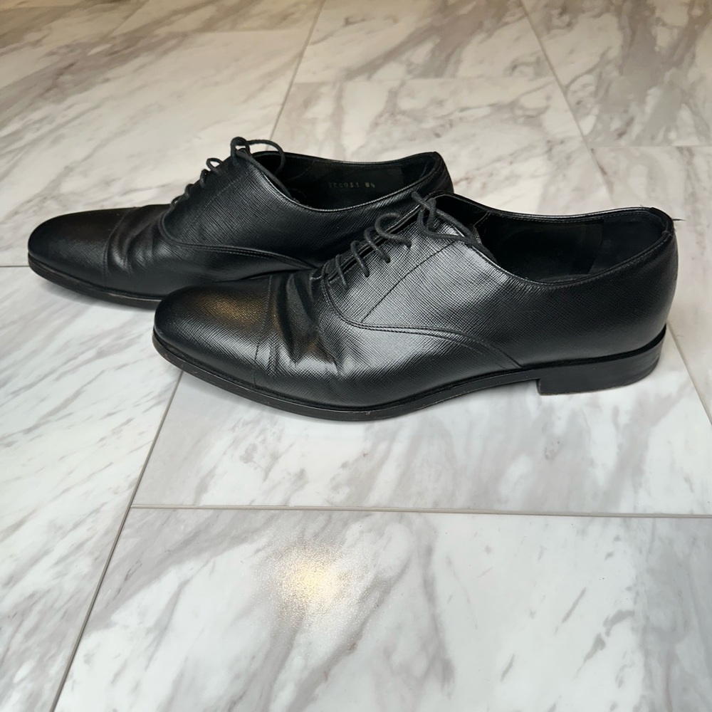 Prada Black Leather Men's Dress Shoes - Picture 3 of 8